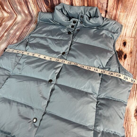 J Jill Down Puffer Vest Sz Medium Blue Quilted Sleeveless Button Top Jacket Coat - Picture 5 of 10